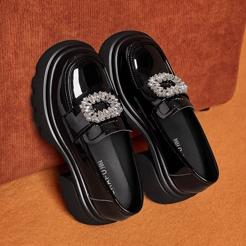 Rhinestone Shoes Woman Classics Round Toe Lolita shoes British Style Platform Leather Oxfords shoes Woman Retro Mary Jane Shoes e3cd9 1124b