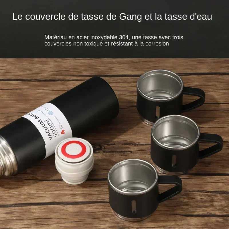 500ML 304 Stainless Steel Vacuum Coated Gift Box Set Business Style Coffee G Hot Water Bottle Portable Flame Craze Y241114