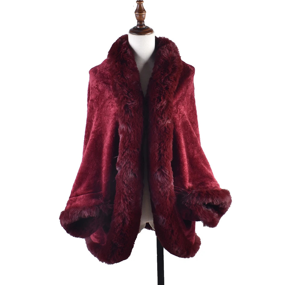 Winter Fashion Warm Sleeve Plush Cape Large Loose Bat Coat Cardigan Women 241113