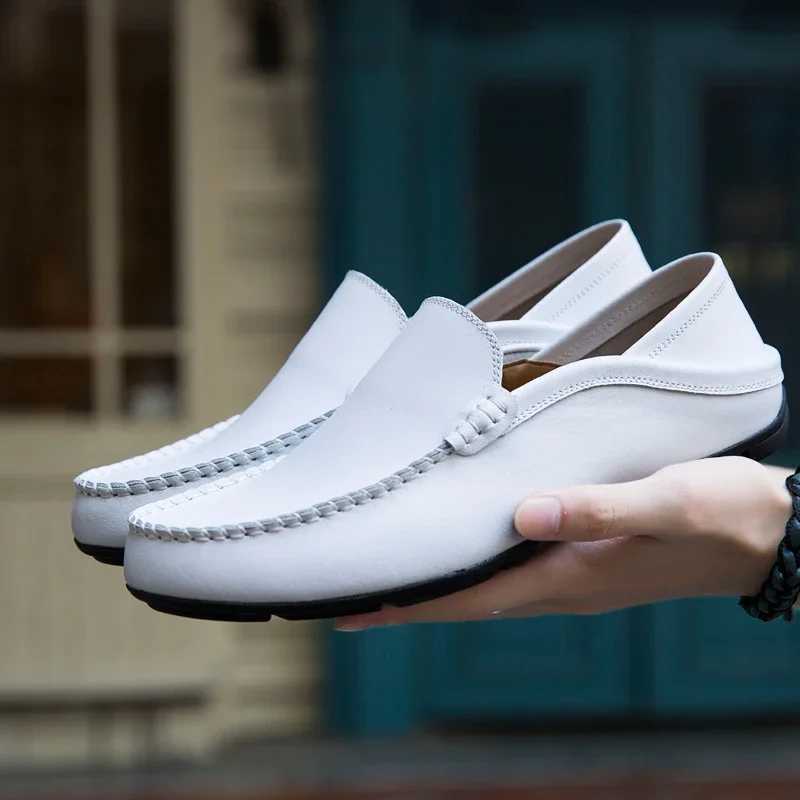 Genuine Leather Men Casual Shoes Luxury Brand Designer Men Loafers Breathable Slip Male Boat Shoes Plus Size 37-47 XJ250614