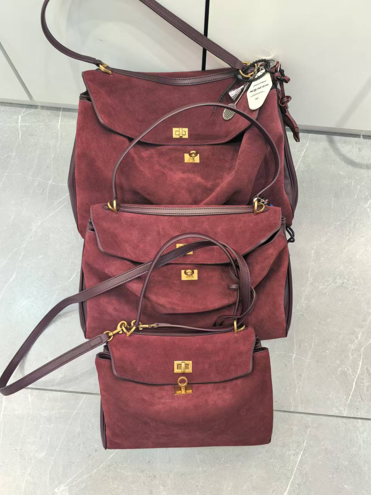 Autumn/Winter Frosted Leather Tote With Lock Buckle Underarm Single Shoulder Crossbody Bag Suede Vintage Style