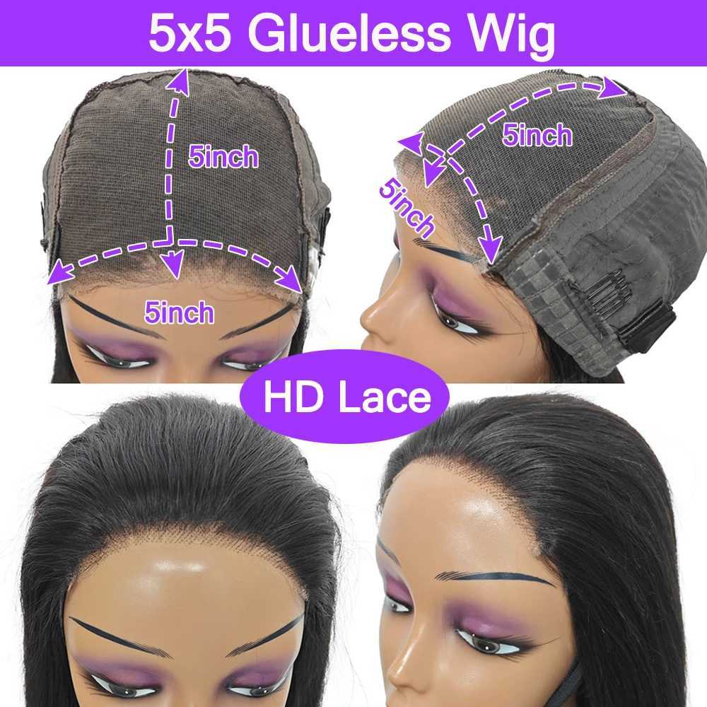 18inch Vietnamese Hair 5X5 HD Glueless Wig Human Hair Bone Straight Lace Frontal Wig Ready To Wear XJ250213