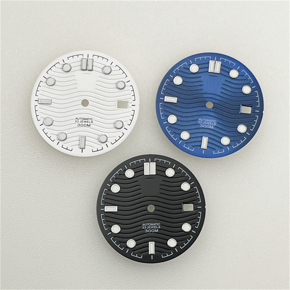 Watch Dial 31mm, Blue Green Night Glow Luminous Dial, Fits for NH35A/NH36A Movement, Black/White/Blue Watch Faces Dial NH35