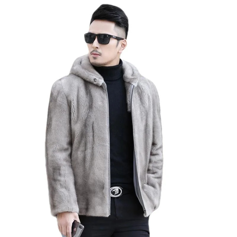 Mens Fur Coat Winter Coat Plush Thick Fur One Piece Coat Covering Down Frame Collar Collar or Hoodie 241113