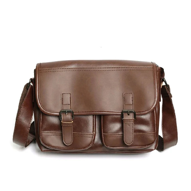 High Quality PU Mens Business Messenger Bags Fashion Solid Color Shoulder Bag for Male Large Capacity Travel Crossbody bag 241111