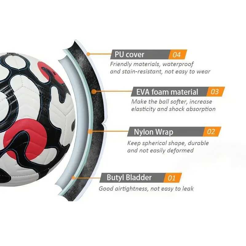 1 piece size 5 machine professional football ball professional wear-resistant PU material ball used for indoor and outdoor entertainment W241113