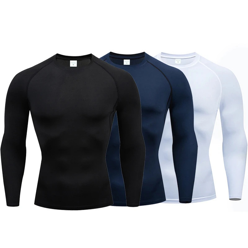 Compression Long Sleeve Shirt Black Fitness Tshirt Mens Muscle Quick drying Gym Sportswear Sun protection Sports Base layer 241108