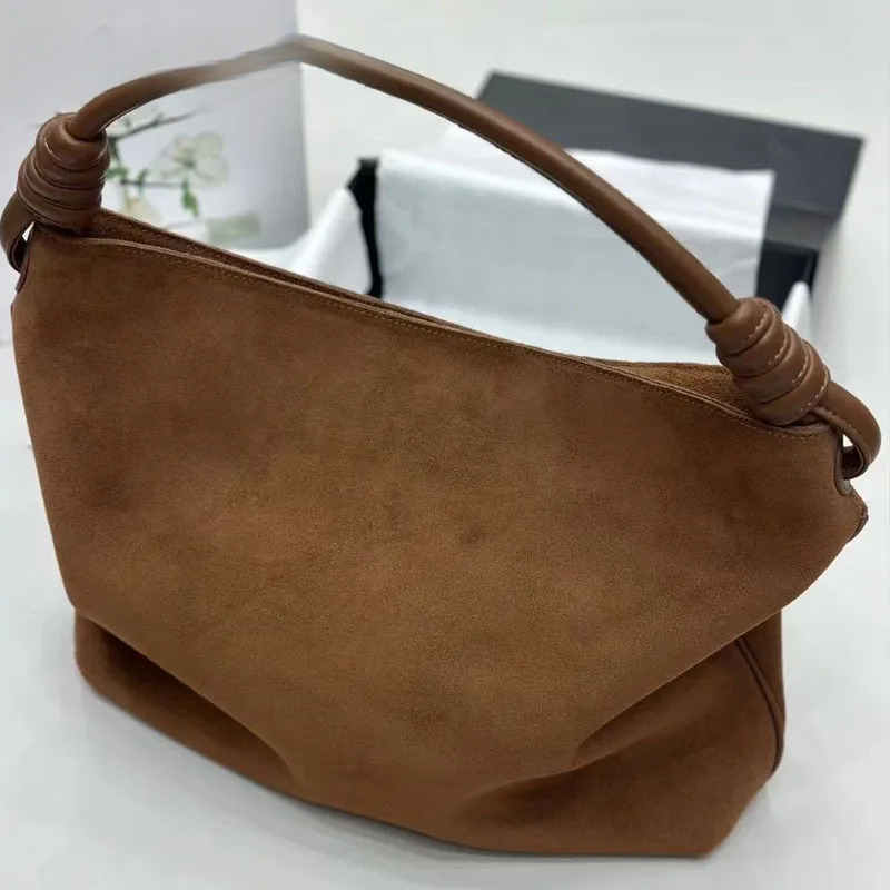 New Frosted Suede Women's Handbag Fashion Office Ladies Shoulder Classic Minimalist Suction Buckle Tote Bag Genuine Leather BagVoyage