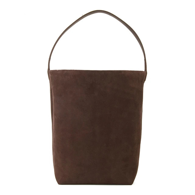 Natural Cow Suede Tote For Women Nubuck Coffee Large Capacity Shoulder Bag Genuine Leather String BagVoyage