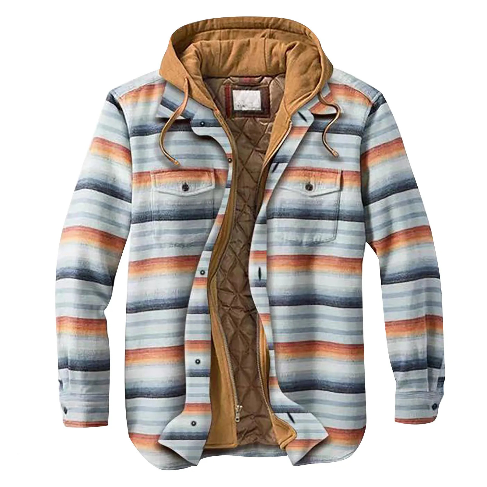 mens coat for autumn and winter with quilted lining buttons plain weave shirt added velvet keeping warm jacket mens coat 241113