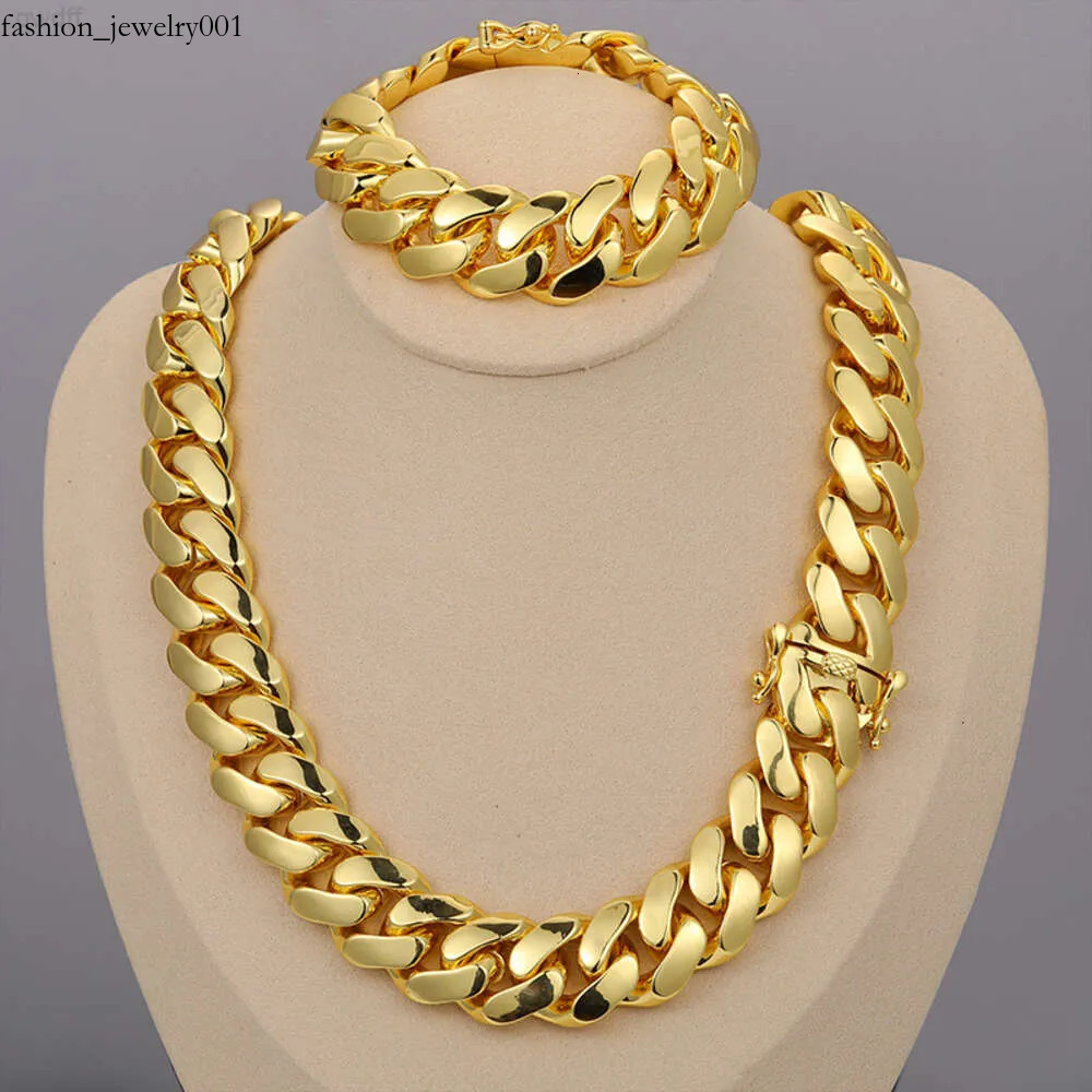 Cadena Cubana Wholesale Hip Hop Jewelry Miami Cuban k Chain Necklace Gold Plated Heavy Solid for Men 14k Real