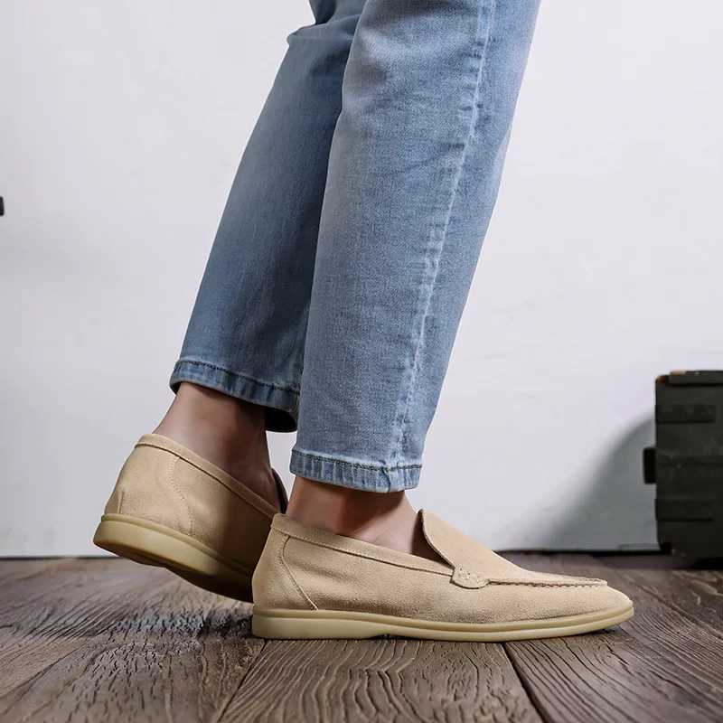 Mens Casual Shoes Cow Suede Genuine Leather Men Classic British Style Loafers Mens Light Comfortable Driving FlatsXJ250113