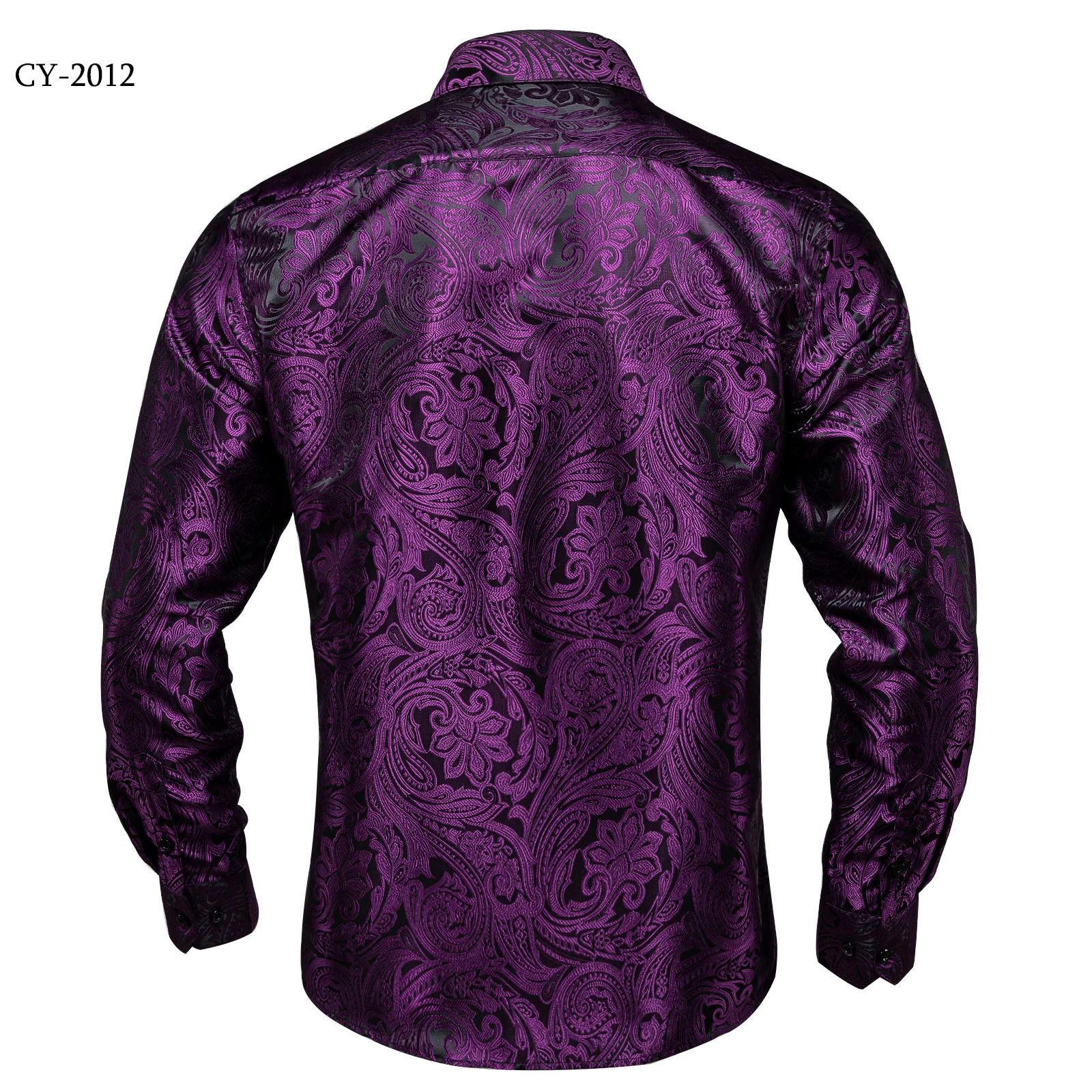 silk polyester mens casual shirt long sleeved shirt ballroom evening gown formal purple paisley mens clothing 241113