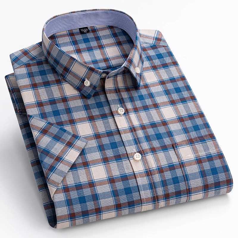 100% Cotton Oxford Mens Shirt Short Sleeve New High Quality Business Casual Fashion Mens Plus Size Shirt Formal S-7XLXJ24113