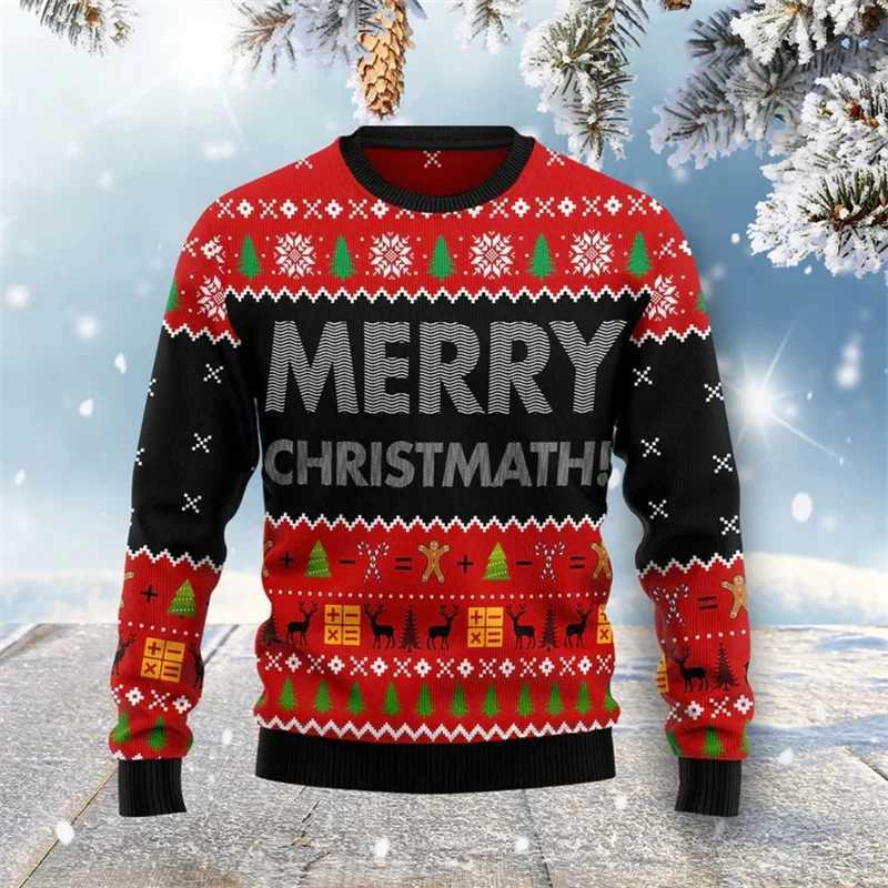 New Ugly Mens Christmas Sweater 3D Printed Pulled Childrens Christmas Holiday Long Sleeve Sweater Top Round Neck Hoodie W241114