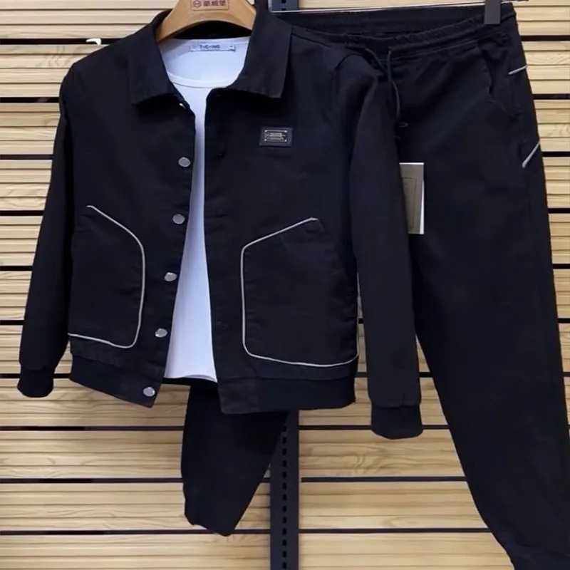 Mens 2024 Spring New Mens Ultra Thin Leisure Set 2023 Fashion Korean Sports Two Piece Set Mens Track and Field Set X241113