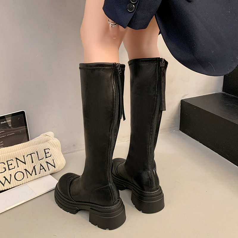 Women's Boots:Winter Fleece Warm Long Boots Simple Design Versatile Leisure Style Comfort Thick Sole Increase Height,Black/Brown,Free shipping 11