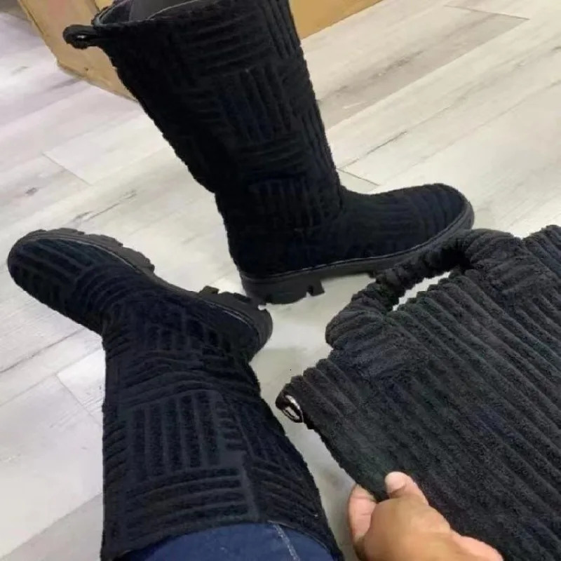 Womens Thick Bottom Thick Heel Warm Boots Womens Towel Cotton Boots Motorcycle Boots 36-43 Womens Boots 241113