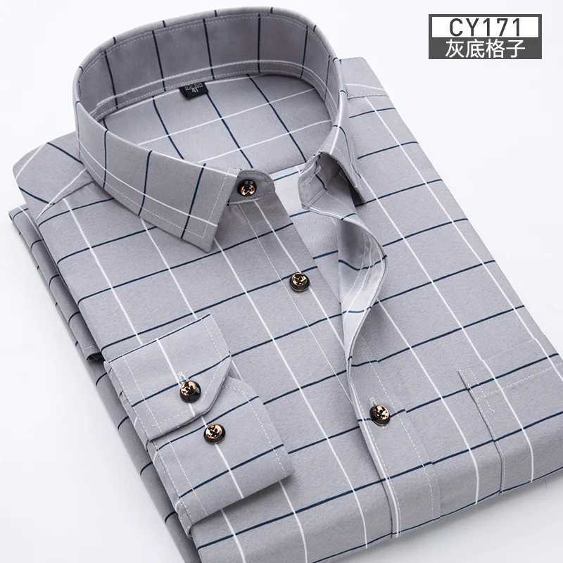 New mens shirt Thin long-sleeved printed spring/summer non-ironing business casual slim fashion breathable shirtXJ24113