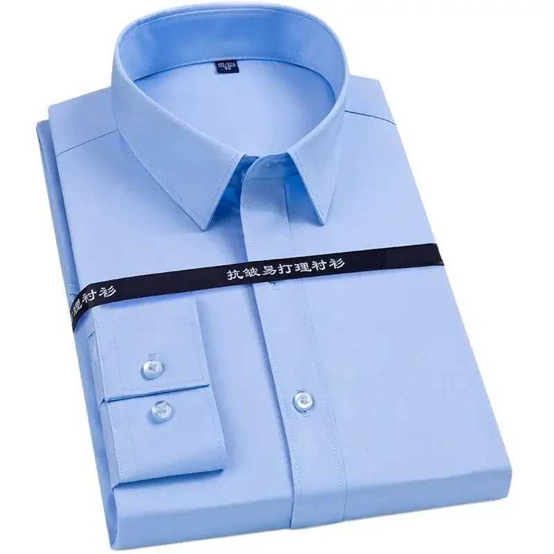 Mens Business Long Sleeve Shirts Microfiber Bamboo Fiber Elegant Office Formal Dress Shirt Casual Standard Male Workwear ShirtsXJ24113