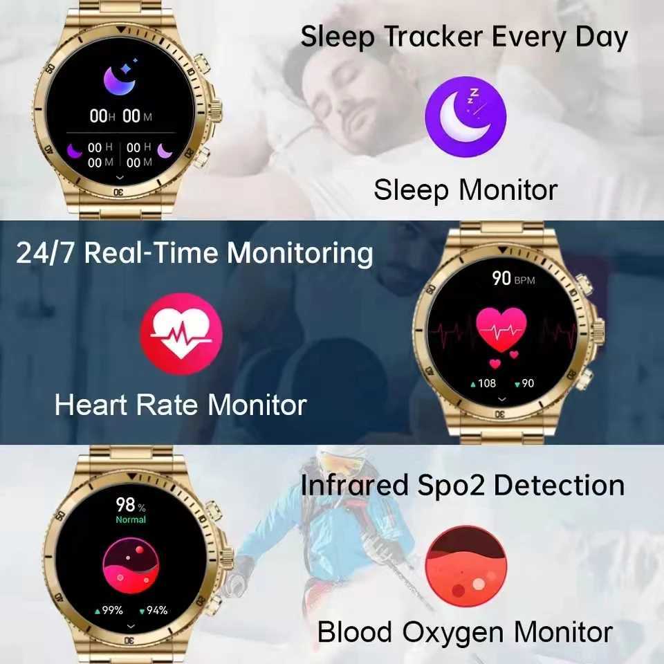 New AI Vo Control Smart Watch Mens Outdoor Sports Fitness Bracelet Call Rate Blood Pressure Tracker Smart Watch Y241114