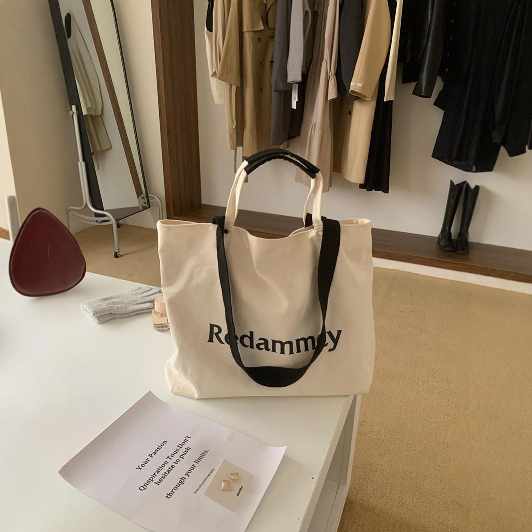 Canvas Shopping College Large Capacity All-match Bags Leisure Student Class Commuting Bag Dual Shoulder