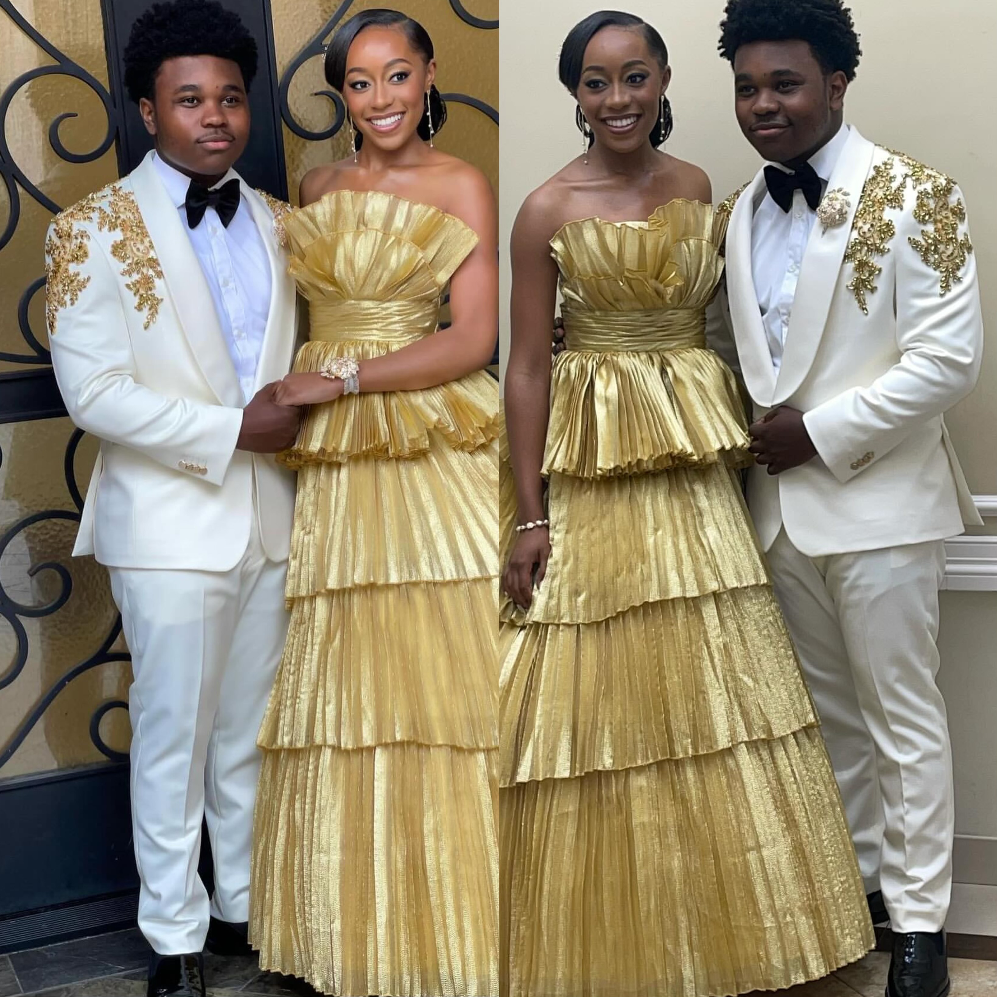 African Mens White Suit Shawl Lapel Wedding Tuxedos Gold Appliqued Two Pieces Groom Wear One Button Prom Evening Blazers With Jackets And Pants