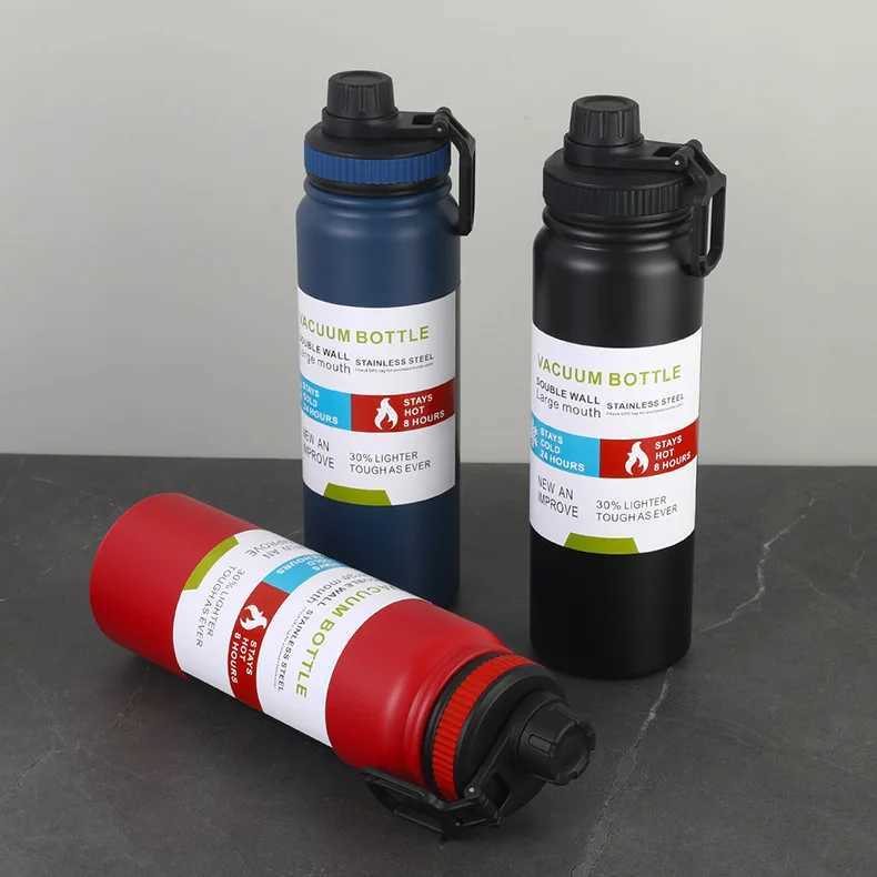 800/1000ml Simple 304 Stainless Steel Vacuum Cleaner Large Capacity Insertion Cup Portable Thermostat Outdoor Sports Water Bottle Y241114