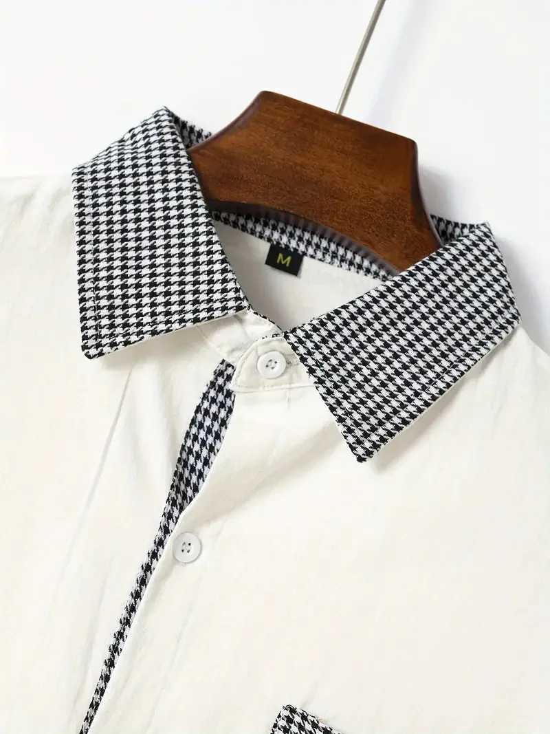 High quality Business Casual Office Long sleeve shirt Spring and Autumn Mens lapel long sleeve Shirt solid color pocket cottonXJ24113