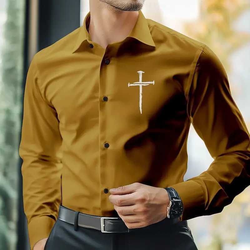 Small 3D solid color hot selling fashionable mens shirt long sleeved top art casual party autumn and winter high neck 2024XJ24113