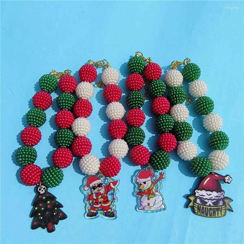 Dog Collars Fashion Christmas Halloween Personalized Yangmei Ball Pearl Pet Collar Handmake Necklace Jewelry For Cat Party