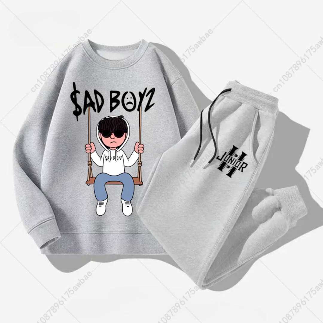Mens Mens 2-piece hooded sweatshirt+drawstring pants casual printed hooded sweatshirt spring/summer running set S-3XL X241113