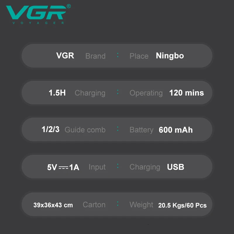 VGR V-971 Beard Trimmer Barber Clipper Cordless Professional Rechargeable Hair Trimmer for Men Fireplaces and Stoves Accesories 240412