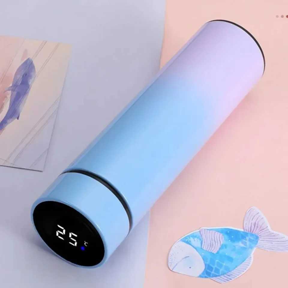 500ML gradient water bottle intelligent crazy cup stainless steel hot cup hot travel beverage car cup coffee Y241114