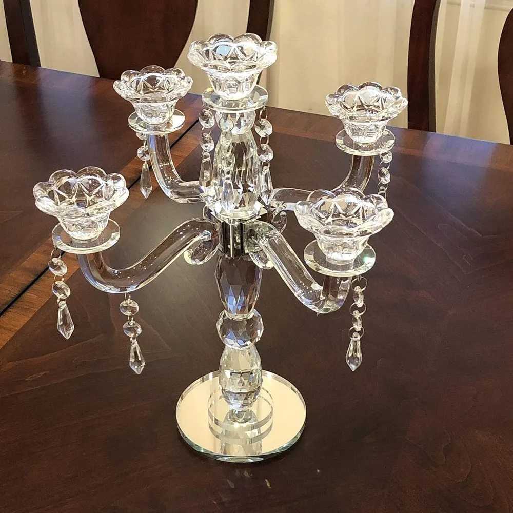 Candle Holders Wedding Crystal Candlestick 5-Arm Cone Candlestick Crystal Candlestick - Family Wedding Events and Party Festivals J241114