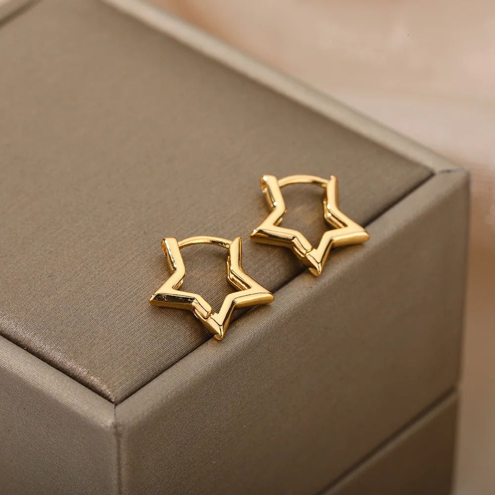 Stainless Steel Star Hoop Earings For Women 2024 Trend In Gold Color Earrings Ear Jewelry Gift pendientes mujer 241114