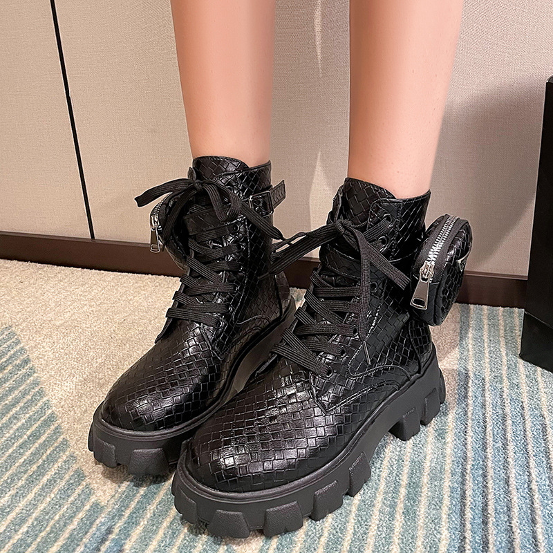 Large New Thick Soled Lace Up Casual Short Boots.