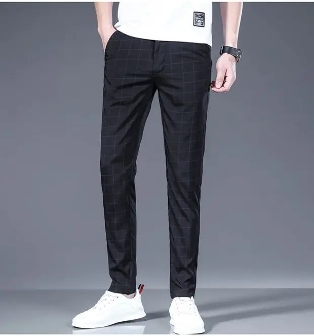 Summer Golf Pants for Mens Thin Breathable Quick Drying Slim Fit Elastic Non ironing Business and Leisure Golf Mens Clot 240412