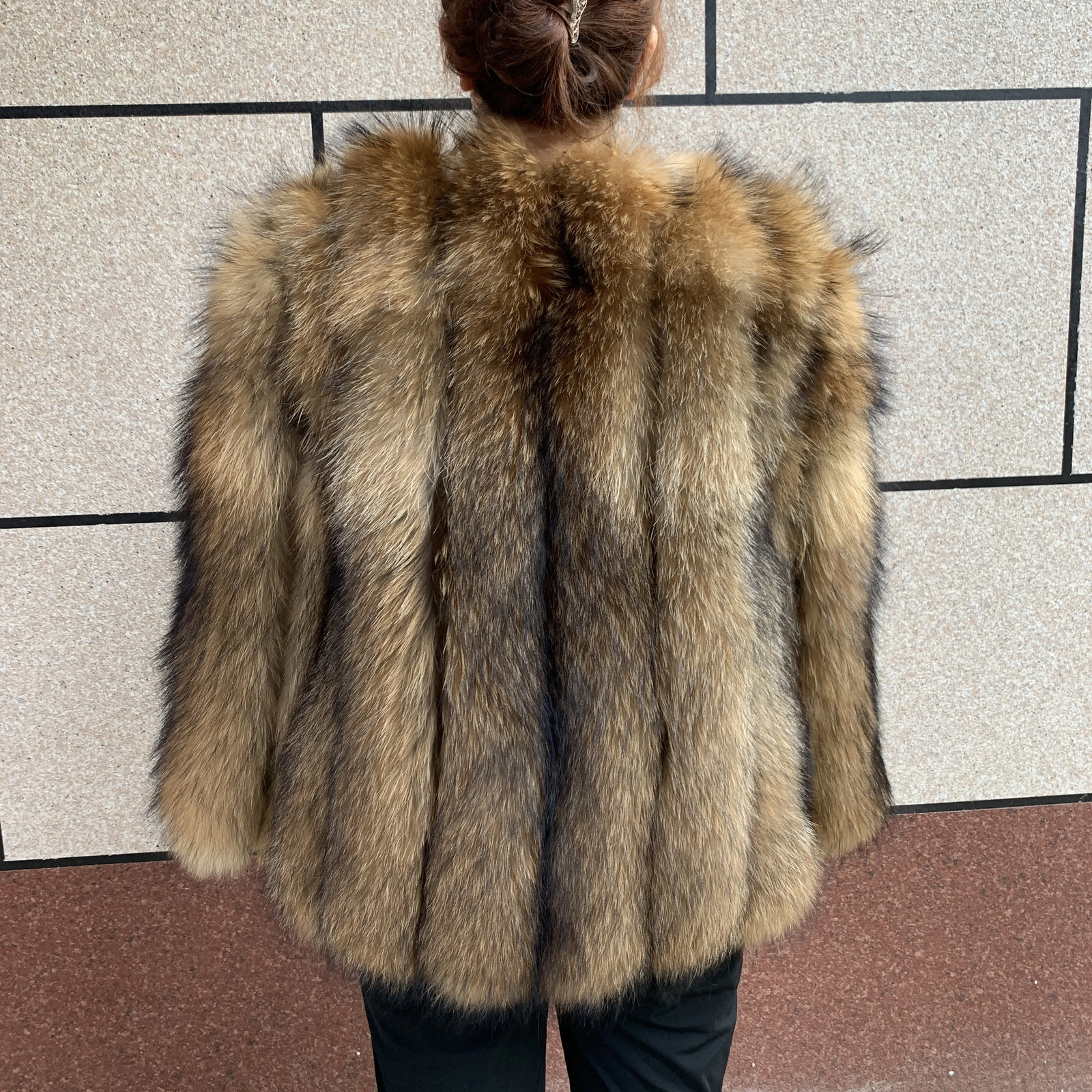 Raccoon Fur Vertical Jacket 100% Fur Coat Womens Winter Warm Vertical Fox Fur Leather Jacket 241113