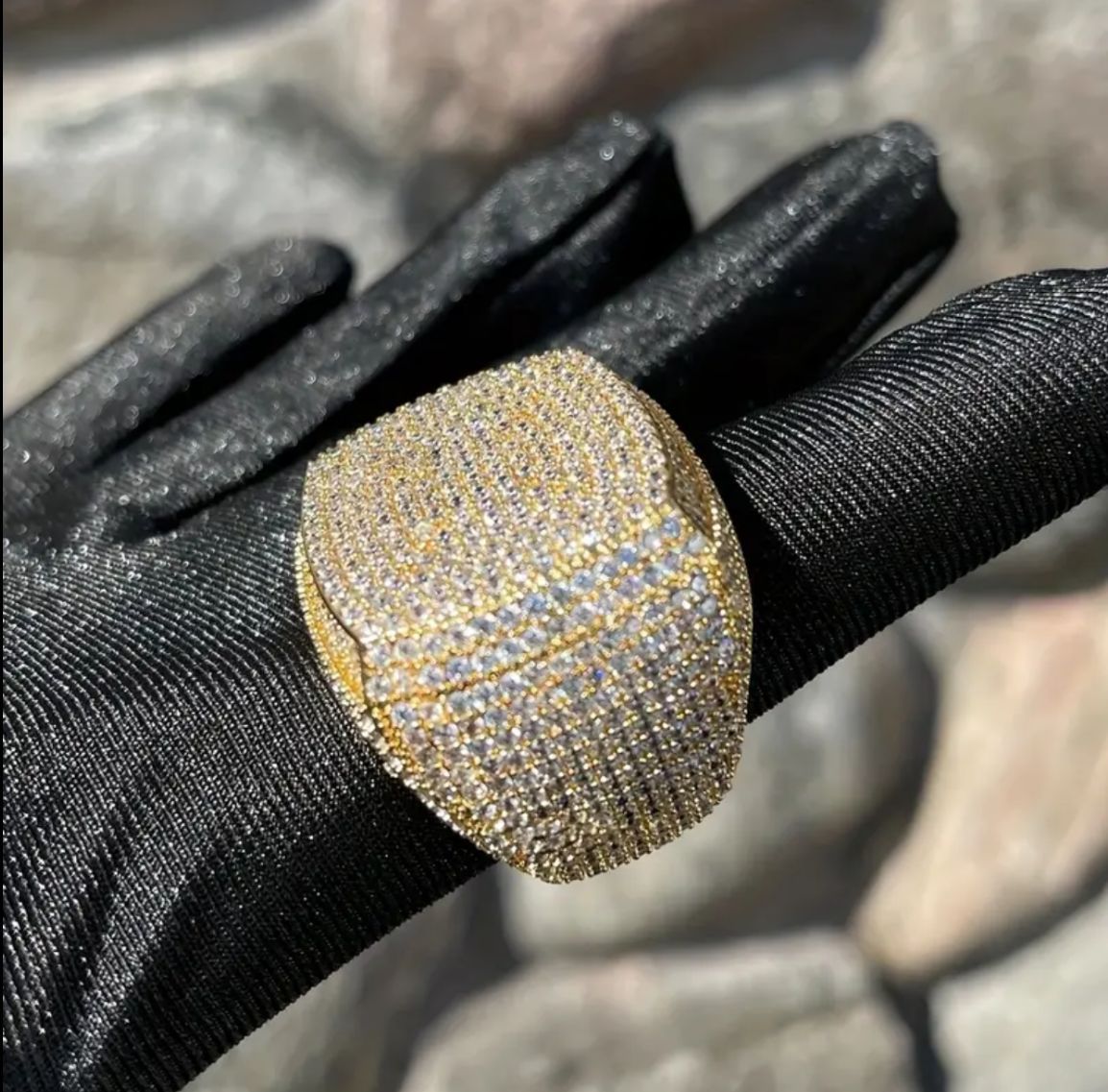 Hip Hop Mens Ring Full Diamond Big Square Ring Gold Plated Fashion Personality Rings Jewelry