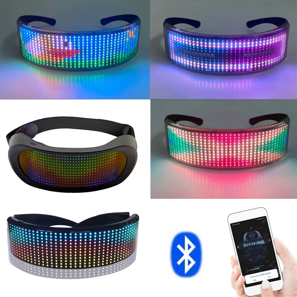 LED Glasses DIY RGB Luminous Glasses Props Party Bar Festival Performance Electronic Bluetooth Application Control Screen Glasses241114bj