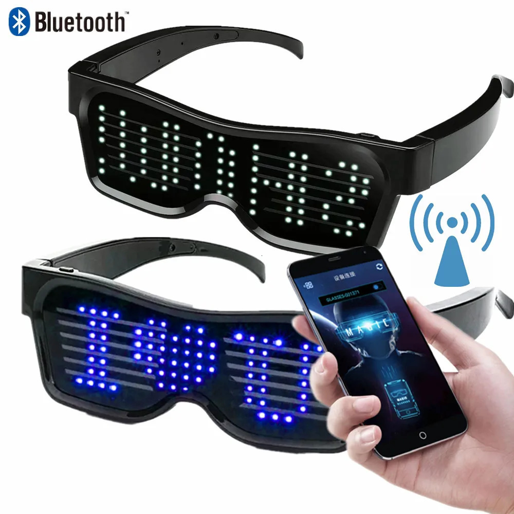 Bluetooth Party Magic Flash Raves LED Glasses Multi language Programmable Text Animation Lights Up Glasses USB Charging241114