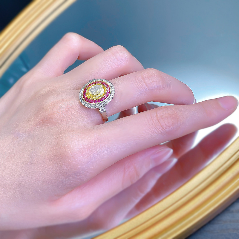 2025 Wedding Rings Luxury Jewelry Real 100% 925 Designer Serling Silver Oval Cu Yellow Moissanie Diamond Gemsones Eerniy Pary Women Elegan Band Ring