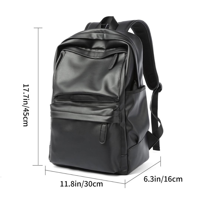 Men Backpack Pu Leather Fashion Waterproof Travel Bag Casual 14 inch laptop backpack 241029