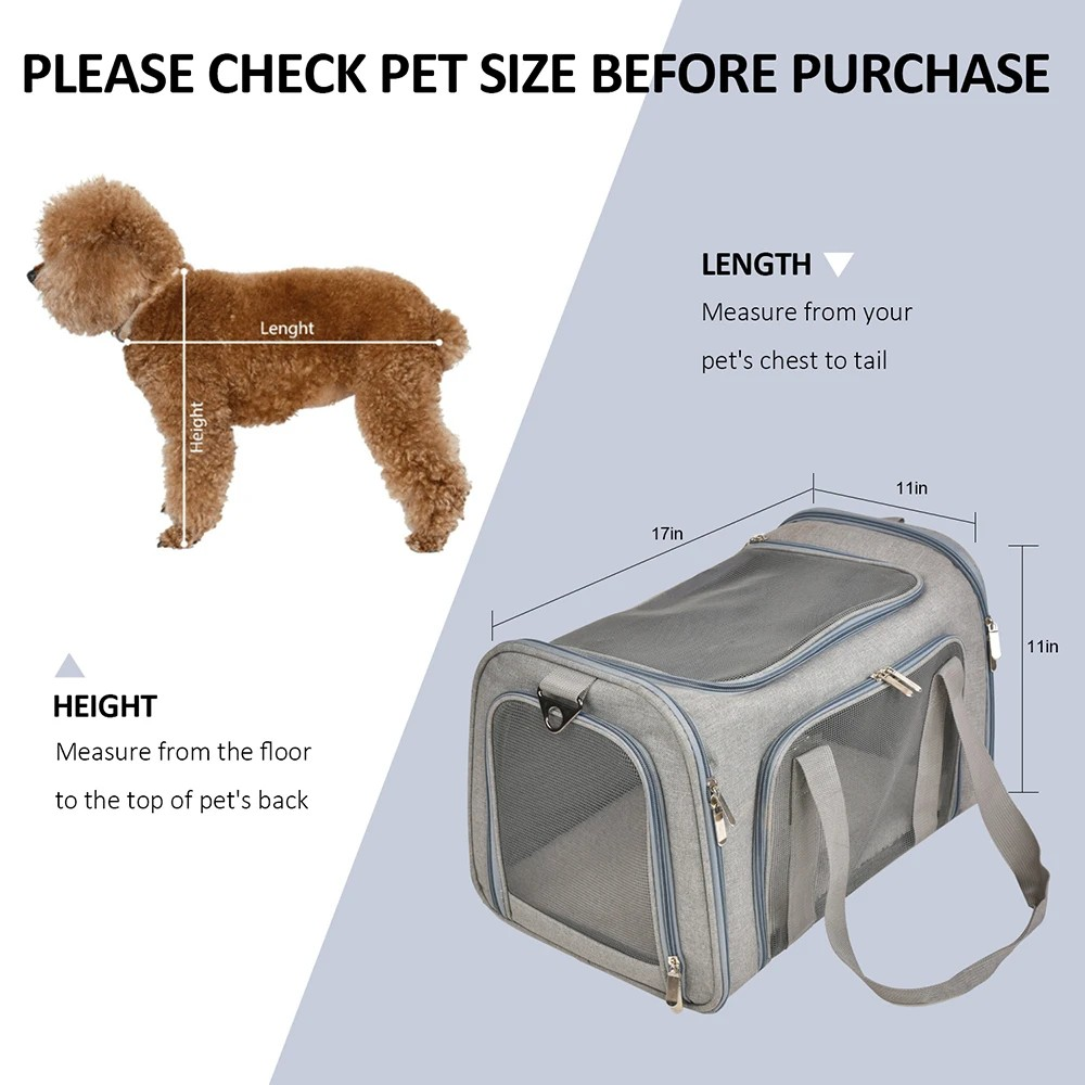 Dog Carrier Bag Soft Side Backpack for Cats Dogs, Airline Approved Breathable Carrier , Collapsible Travel Puppy Carrier