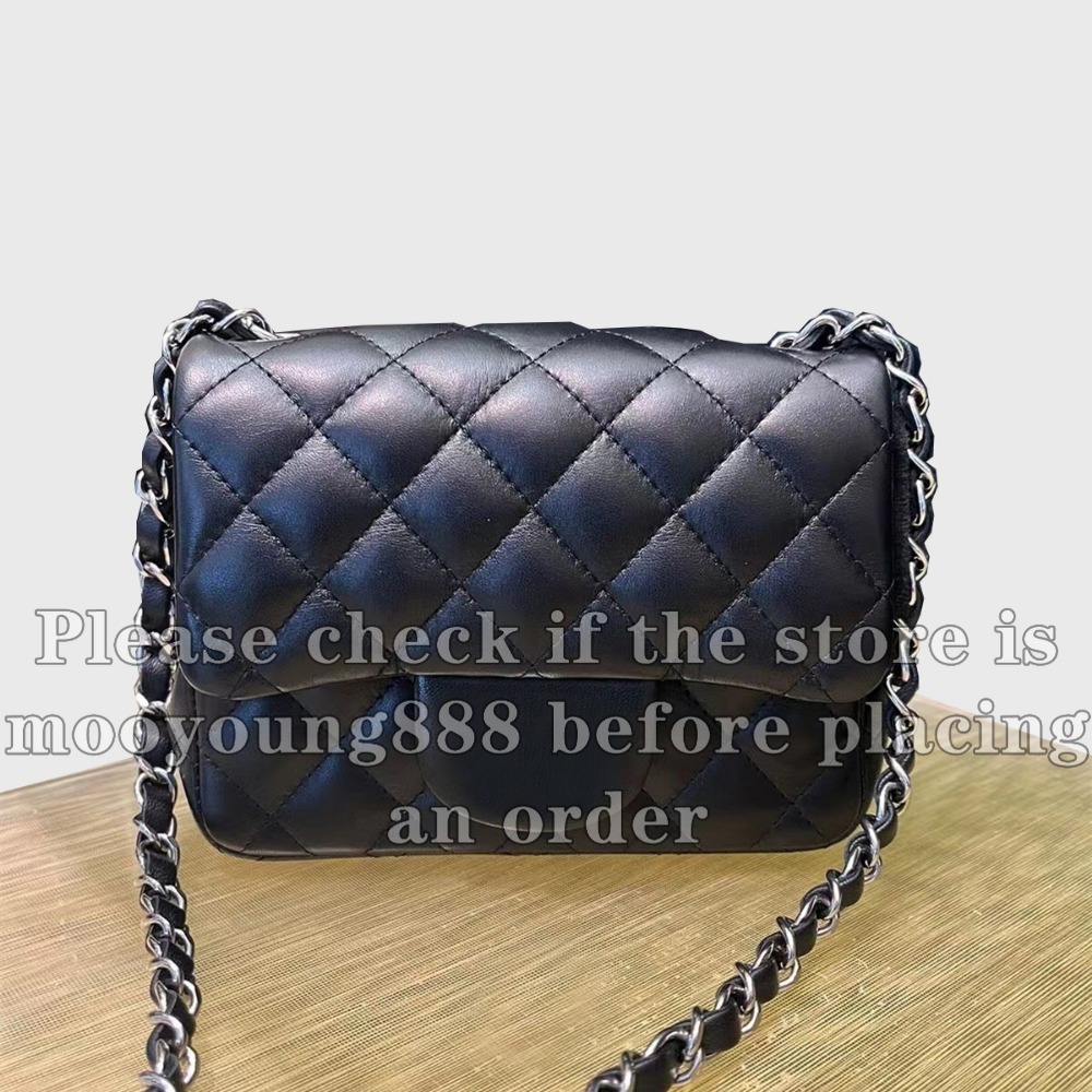 12A Upgrade Mirror Quality Designer Mini Classic Flap Quilted Bag Luxury Bag for Women Caviar Lambskin Leather Purse 17cm Handbags Black Shoulder Chain Bag with Box