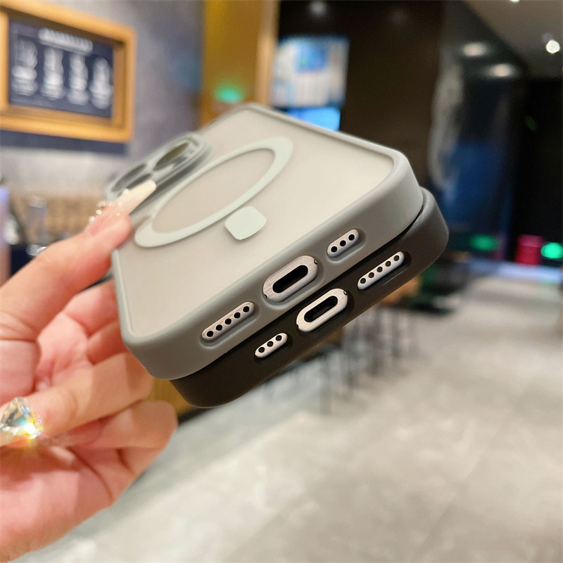 Matte Magnetic Clear Ultra Thin Slim Phone Case for iPhone 16e 16 15 14 13 12 11 Pro Max Plus Wireless Charging Magsafe Cover with Lens Film