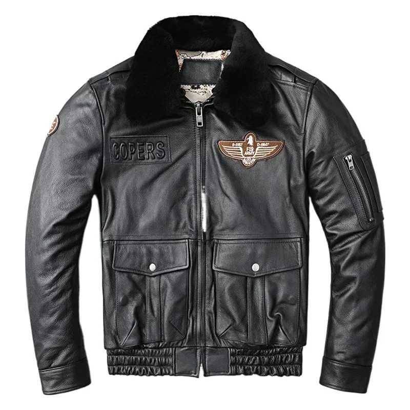 Retro brown flying leather denim jacket pilot bomber mens jacket motorcycle jacket autumn W241113