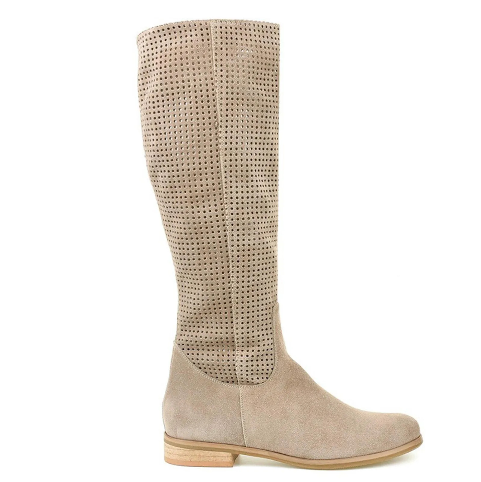 2024 Autumn Winter Womens Boots Artificial Suede Casual Low High Heels University Style Womens Shoes Zipper 40-43 Womens Knee High Boots 241113