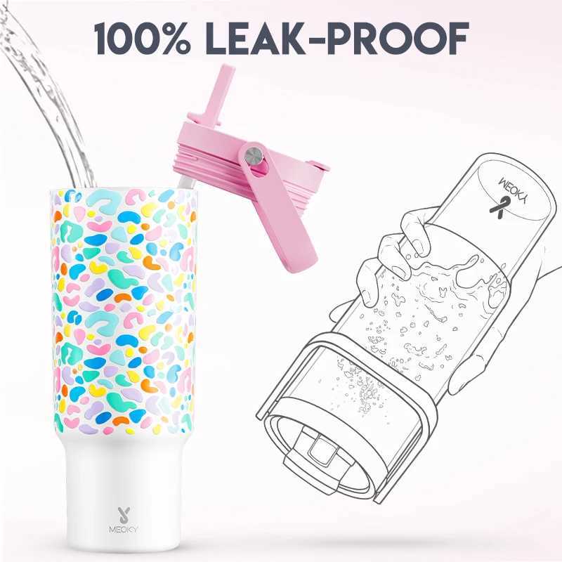 Meoky 40oz with handheld handle Mticolor printing stainless steel vacuum hot coffee cup portable car GS Y241114